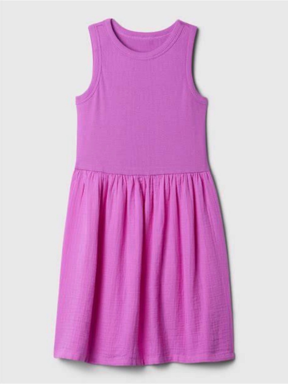 💗 NWT! GAP Girls Bright Purple Pink Crinkle Gauze Sleeveless Cotton Tank Dress